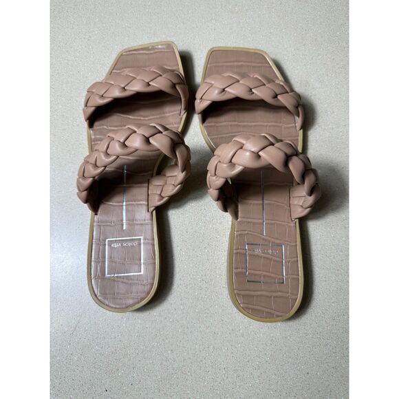 Dolce Vita Indy Sandals Sz 8 Natural Cork Flats Double Braided Straps Casual - Picture 5 of 5
